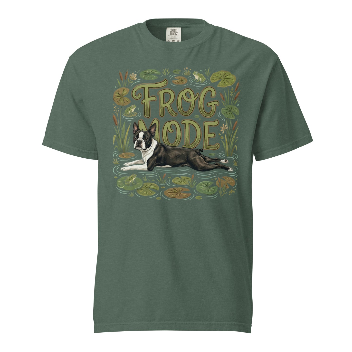 Frog Mode Boston Terrier Dog Frog Legs Unisex Garment-Dyed Heavyweight T-Shirt . Blue Spruce