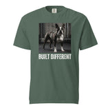 Built Different Strong Boston Terrier Dog Gym Workout Unisex Garment-dyed Heavyweight T-Shirt . Blue Spruce