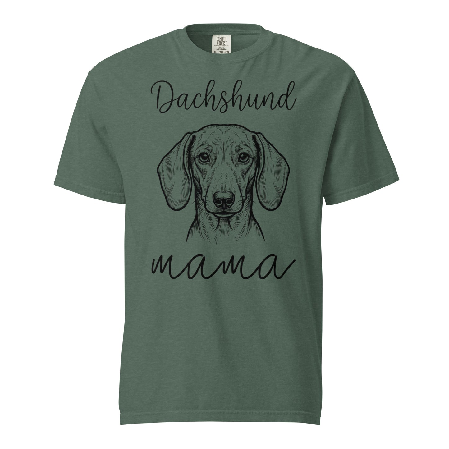 Dachshund Mama Mode Garment-dyed Heavyweight T-Shirt . Blue Spruce