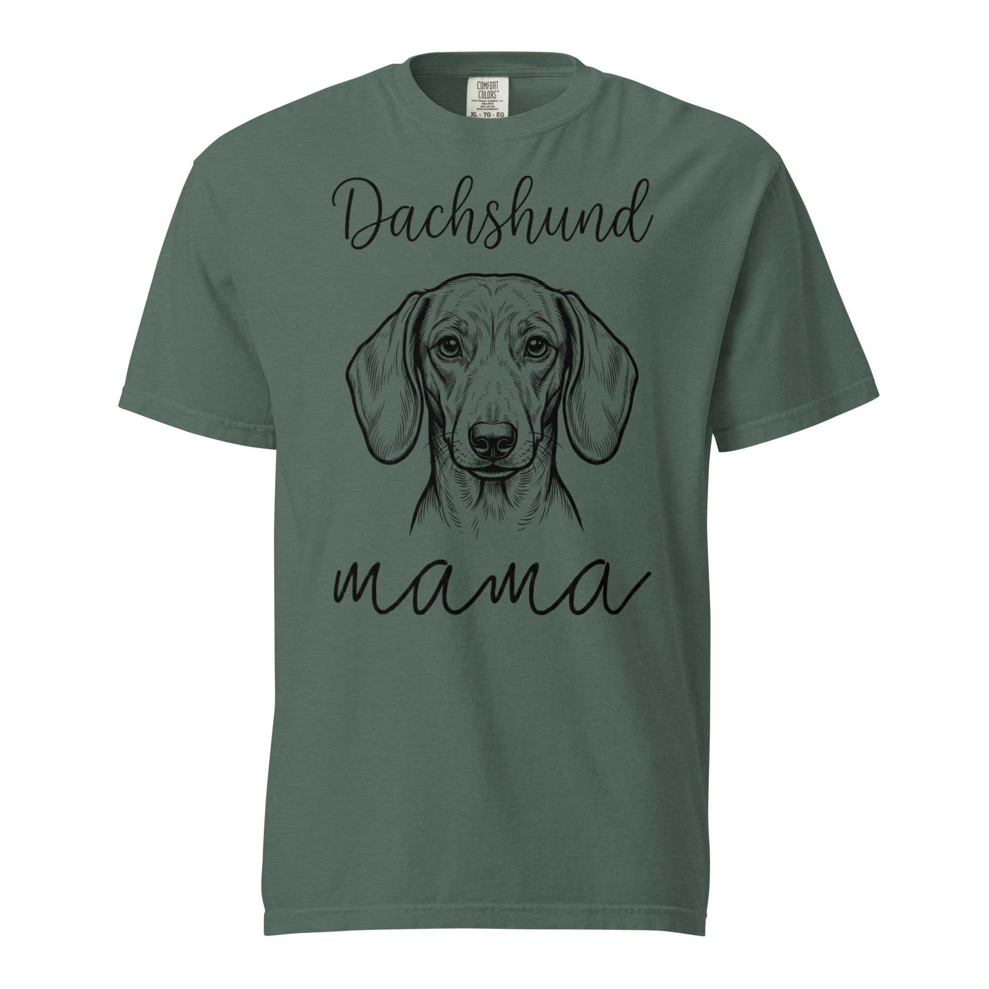 Dachshund Mama Mode Garment-dyed Heavyweight T-Shirt . Blue Spruce
