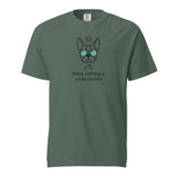 Relax, Nothing Is Under Control Boston Terrier Dog Unisex Garment-dyed Heavyweight T-Shirt . Blue Spruce