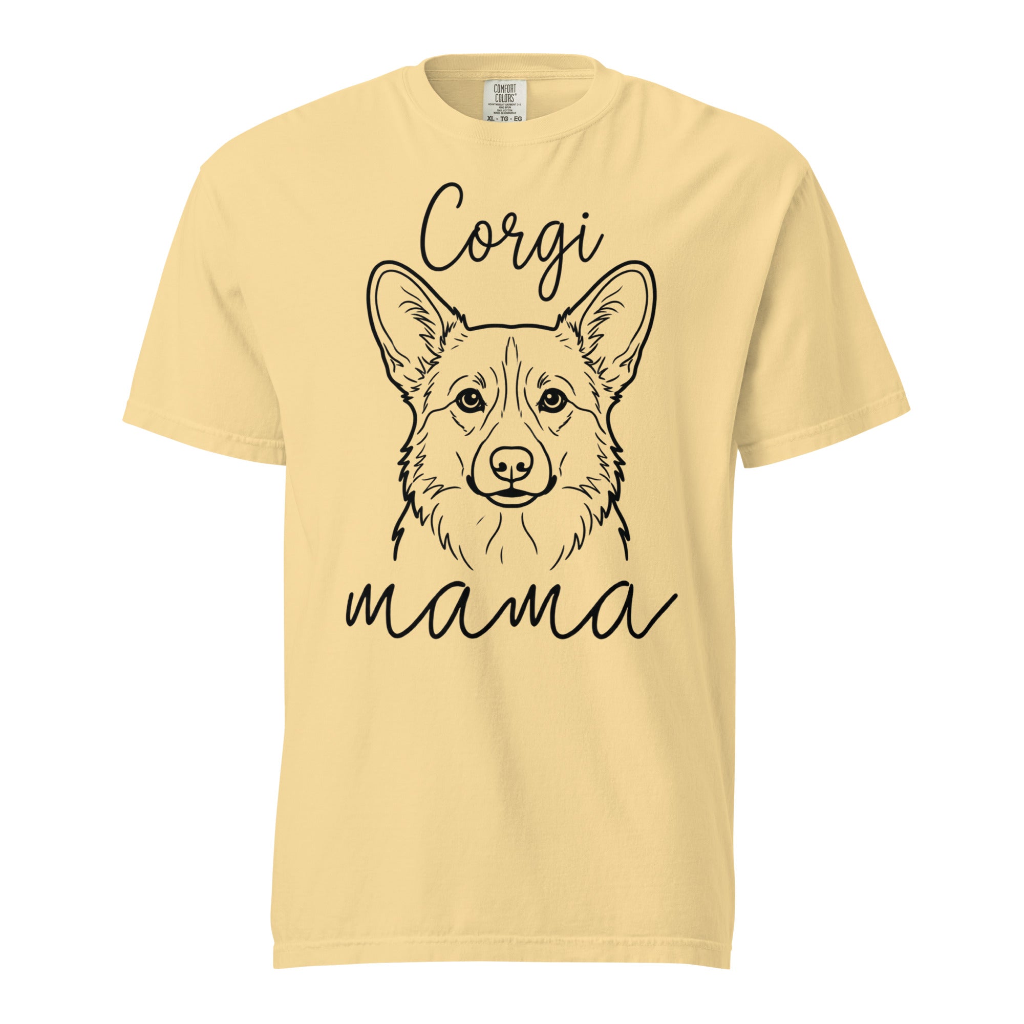 Corgi Mama Mode Garment-dyed Heavyweight T-Shirt . Butter