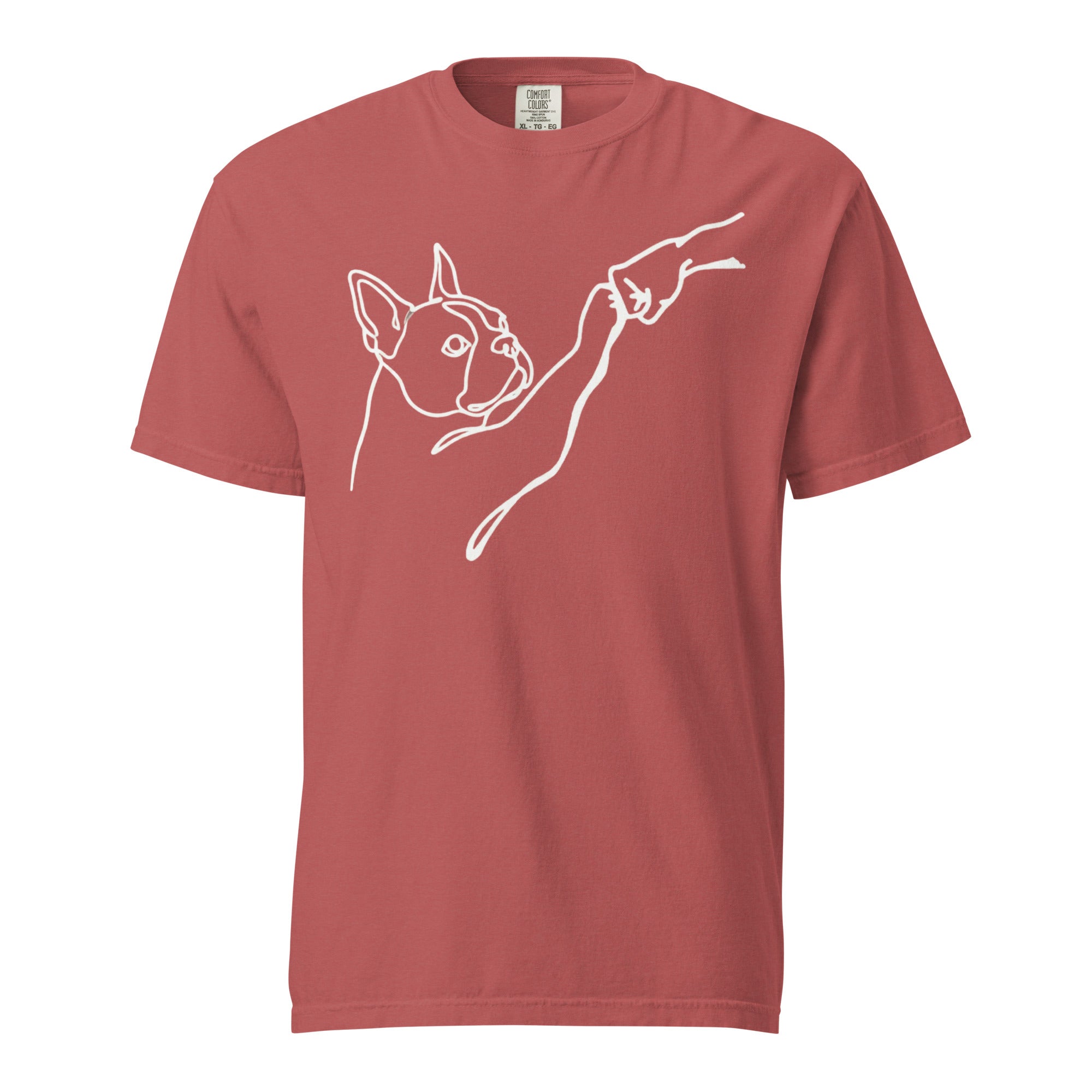 Dog Fist Bump Unisex Garment-Dyed Heavyweight T-Shirt . Crimson