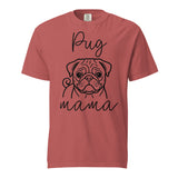 Pug Mama Mode Garment-dyed Heavyweight T-Shirt . Crimson