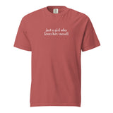 Just A Girl Who Loves Her Jack Russell Terrier Garment-dyed Heavyweight T-Shirt . Crimson