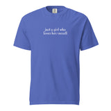 Just A Girl Who Loves Her Jack Russell Terrier Garment-dyed Heavyweight T-Shirt . Flo Blue