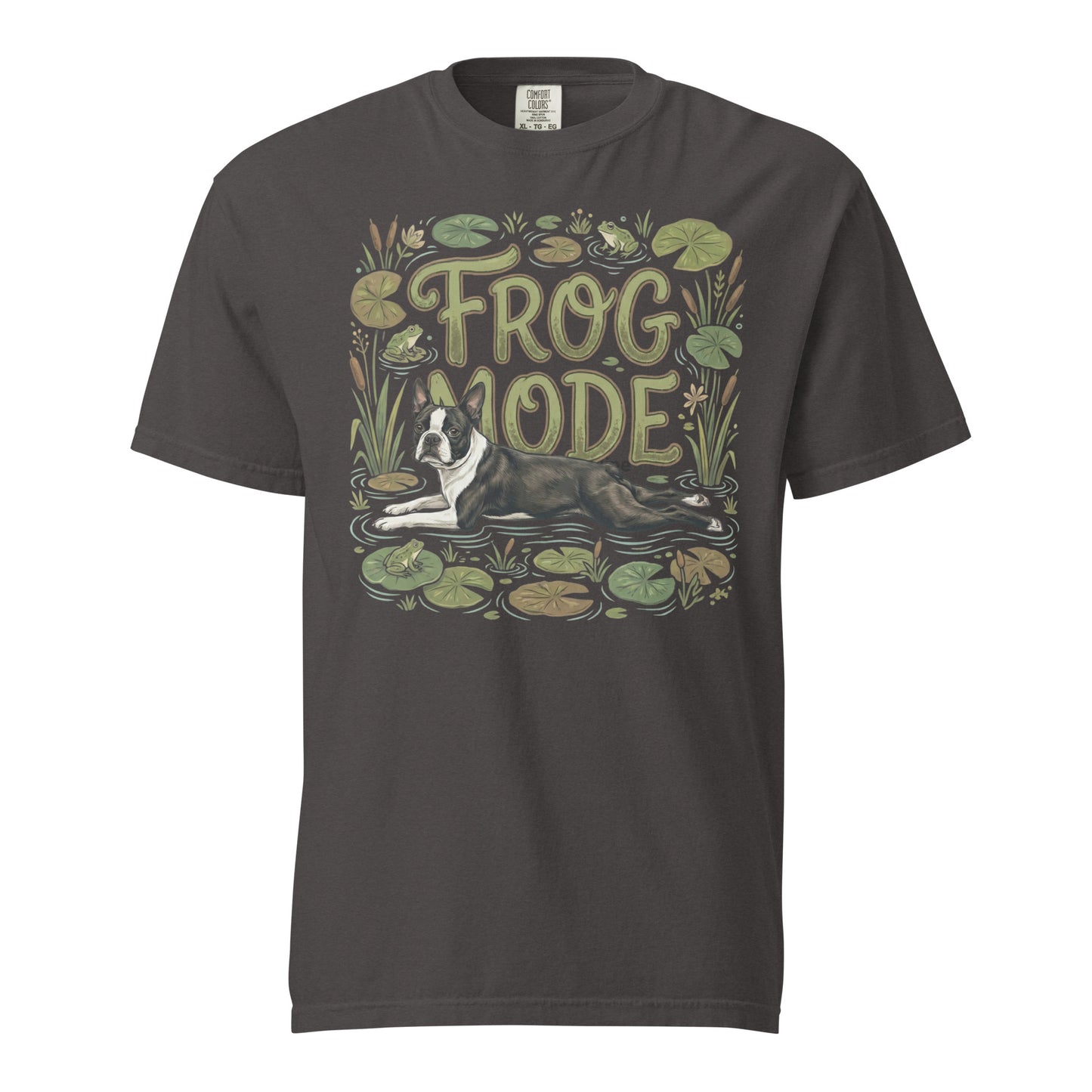 Frog Mode Boston Terrier Dog Frog Legs Unisex Garment-Dyed Heavyweight T-Shirt . Graphite