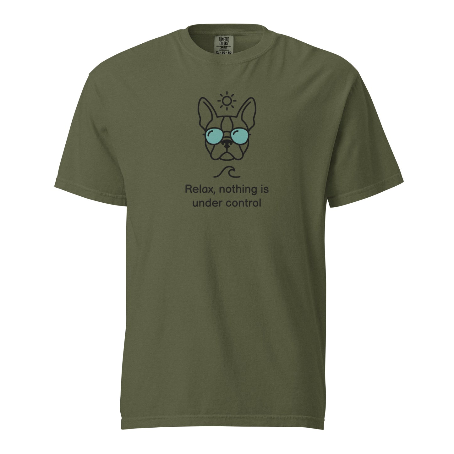 Relax, Nothing Is Under Control Boston Terrier Dog Unisex Garment-dyed Heavyweight T-Shirt . Hemp
