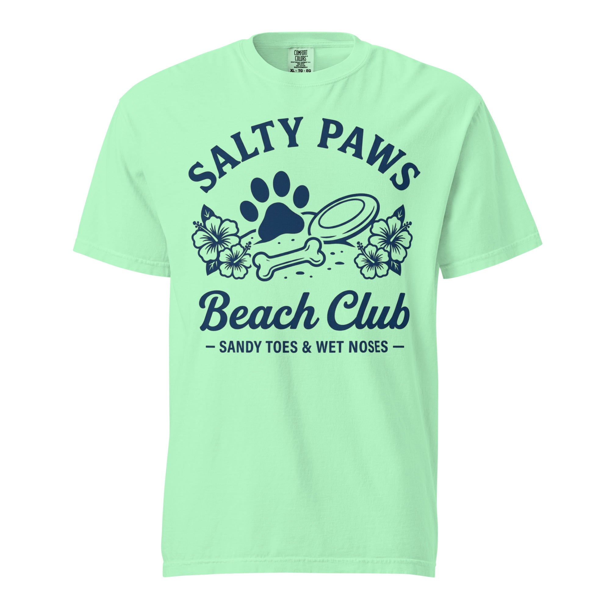 Salty Paws Beach Club Sandy Toes & Wet Noses Unisex Garment-dyed Heavyweight T-Shirt . Island Reef