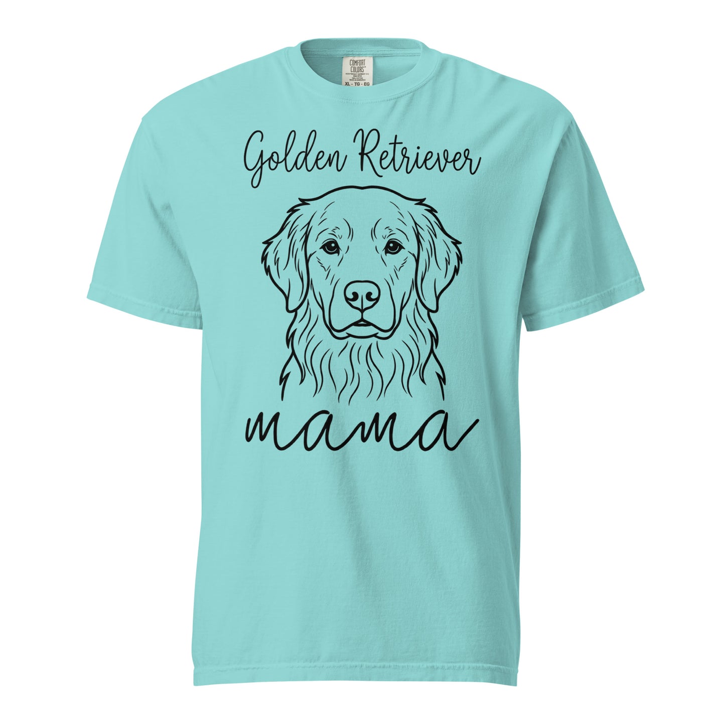 Golden Retriever Mama Mode Garment-dyed Heavyweight T-Shirt . Lagoon Blue