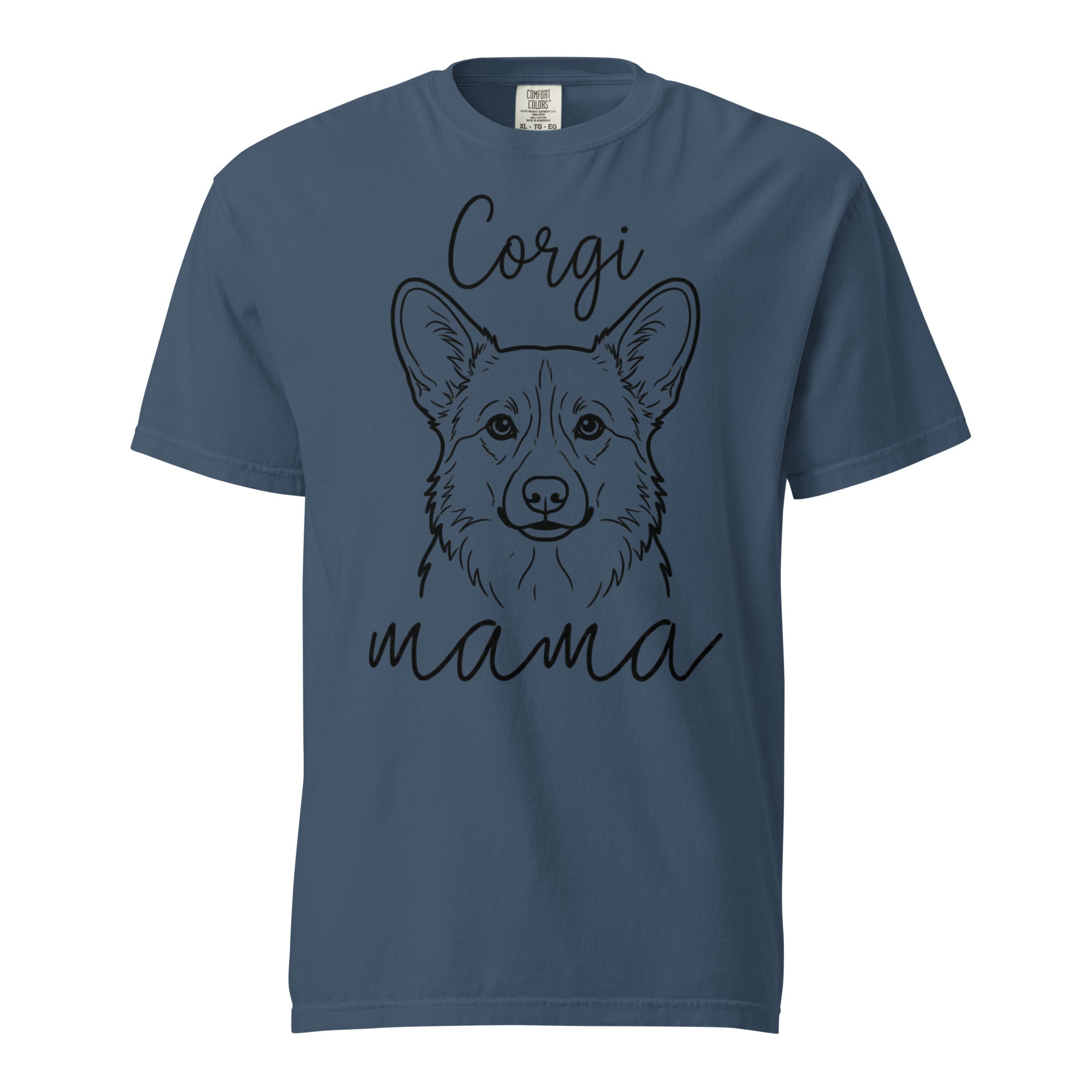 Corgi Mama Mode Garment-dyed Heavyweight T-Shirt . Midnight