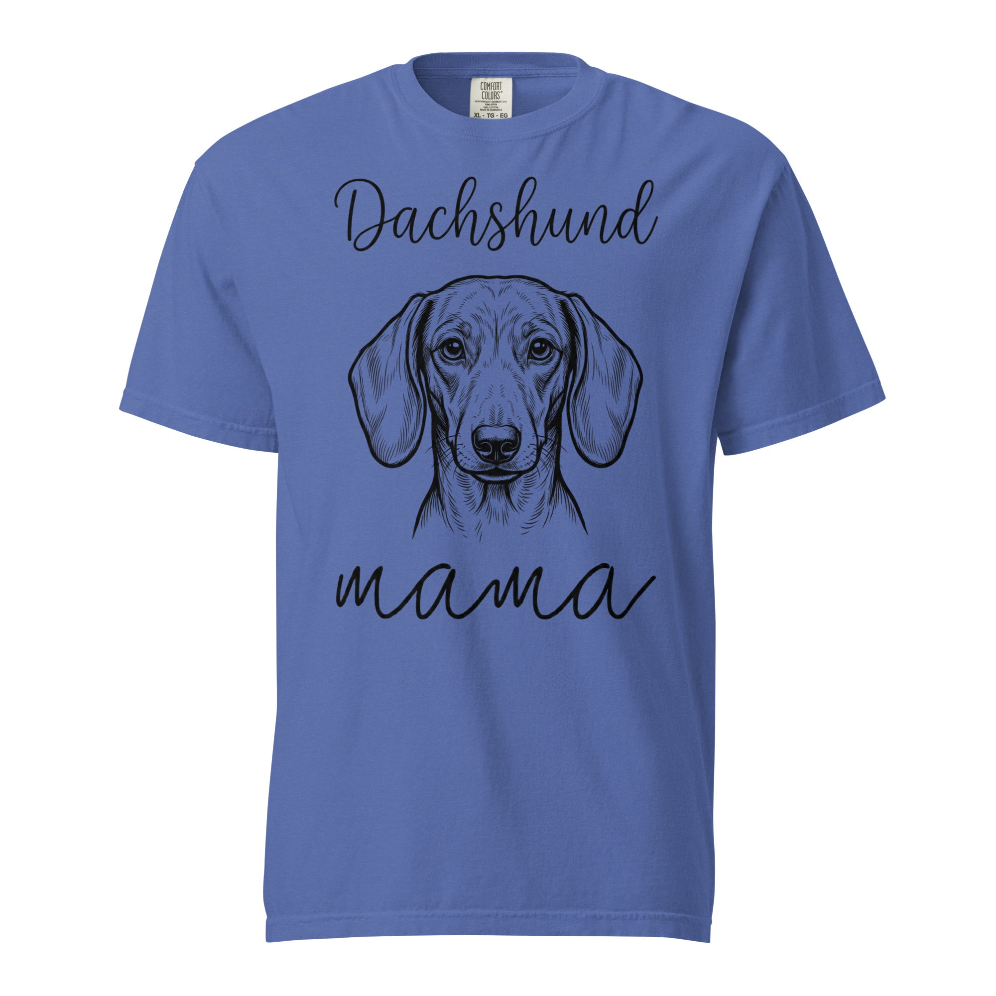 Dachshund Mama Mode Garment-dyed Heavyweight T-Shirt . Mystic Blue