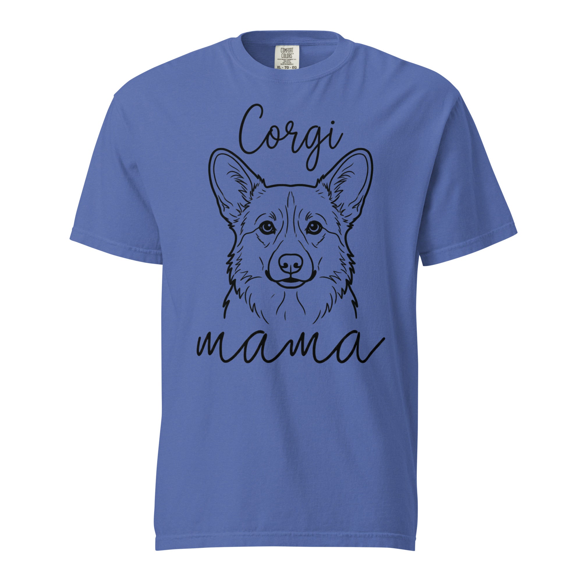Corgi Mama Mode Garment-dyed Heavyweight T-Shirt . Mystic Blue