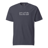 Just A Girl Who Loves Her German Shepherd GSD Garment-dyed Heavyweight T-Shirt . Navy