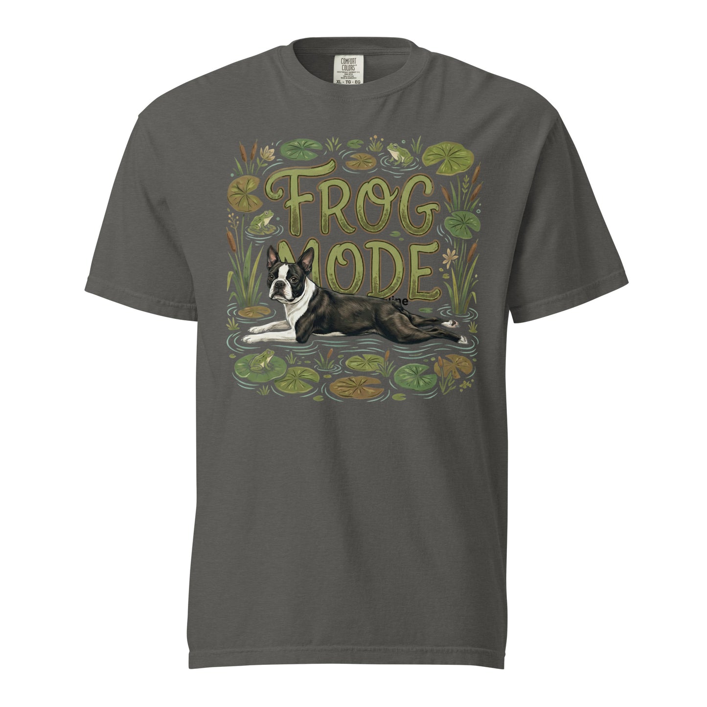 Frog Mode Boston Terrier Dog Frog Legs Unisex Garment-Dyed Heavyweight T-Shirt . Pepper