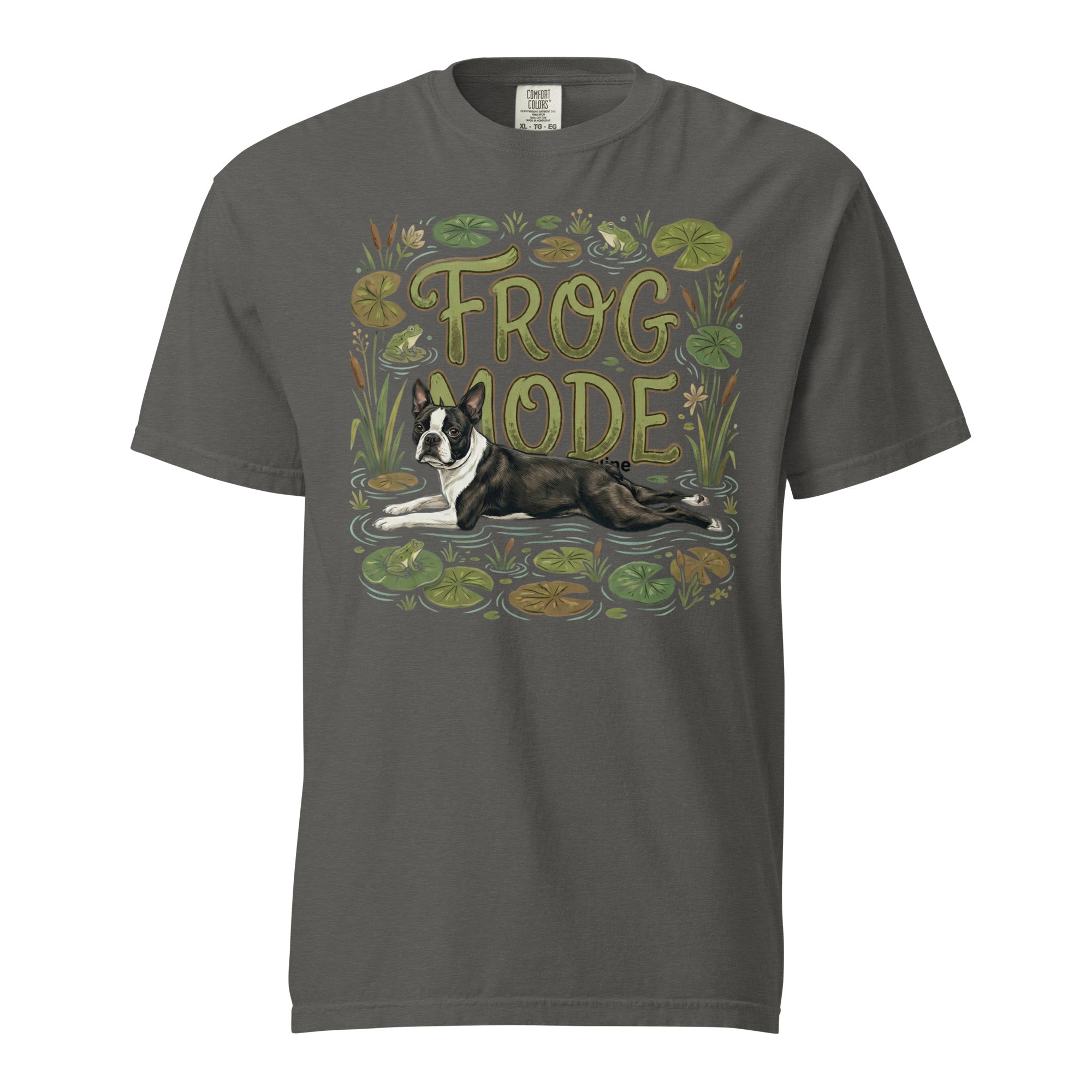 Frog Mode Boston Terrier Dog Frog Legs Unisex Garment-Dyed Heavyweight T-Shirt . Pepper