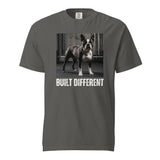 Built Different Strong Boston Terrier Dog Gym Workout Unisex Garment-dyed Heavyweight T-Shirt . Pepper