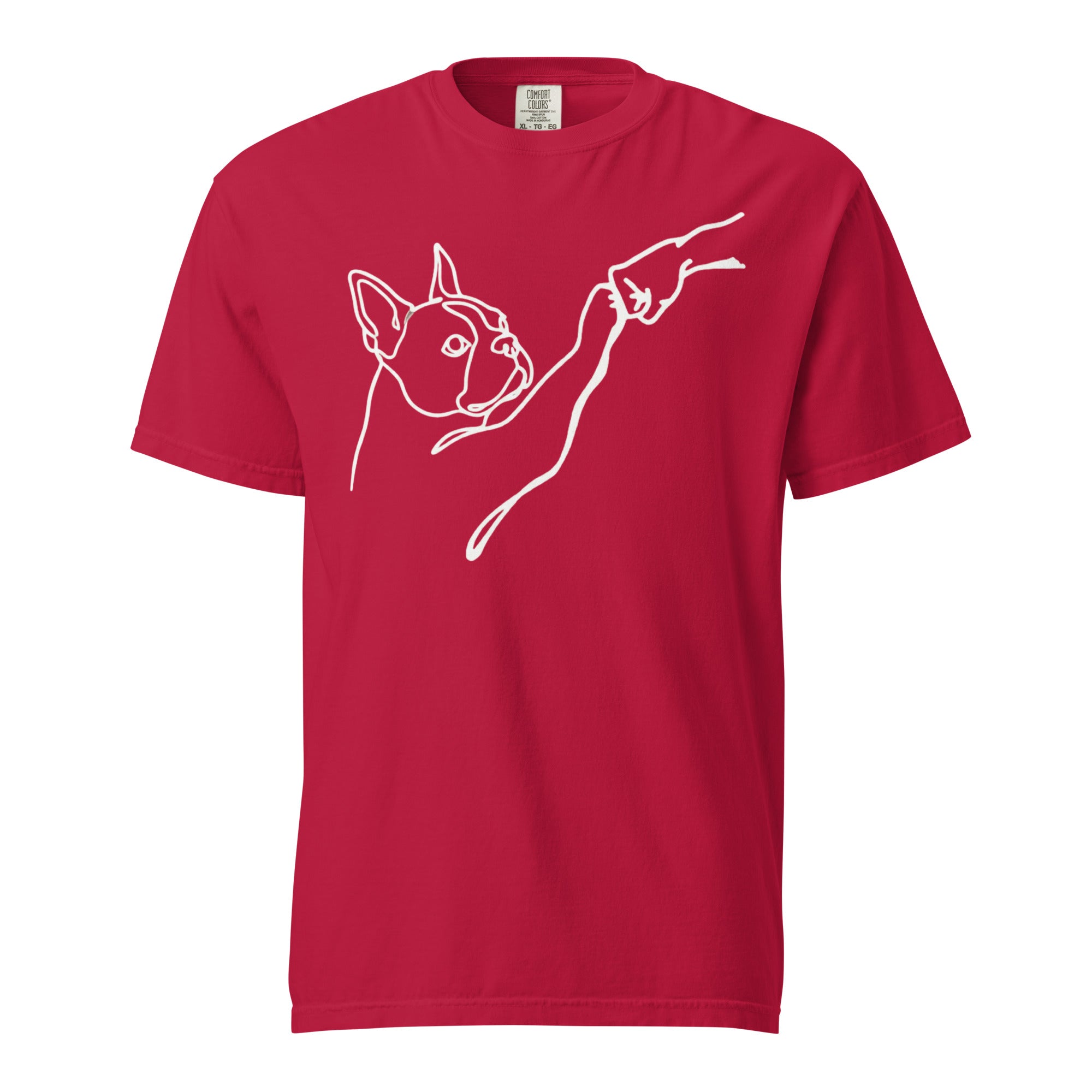 Dog Fist Bump Unisex Garment-Dyed Heavyweight T-Shirt . Red