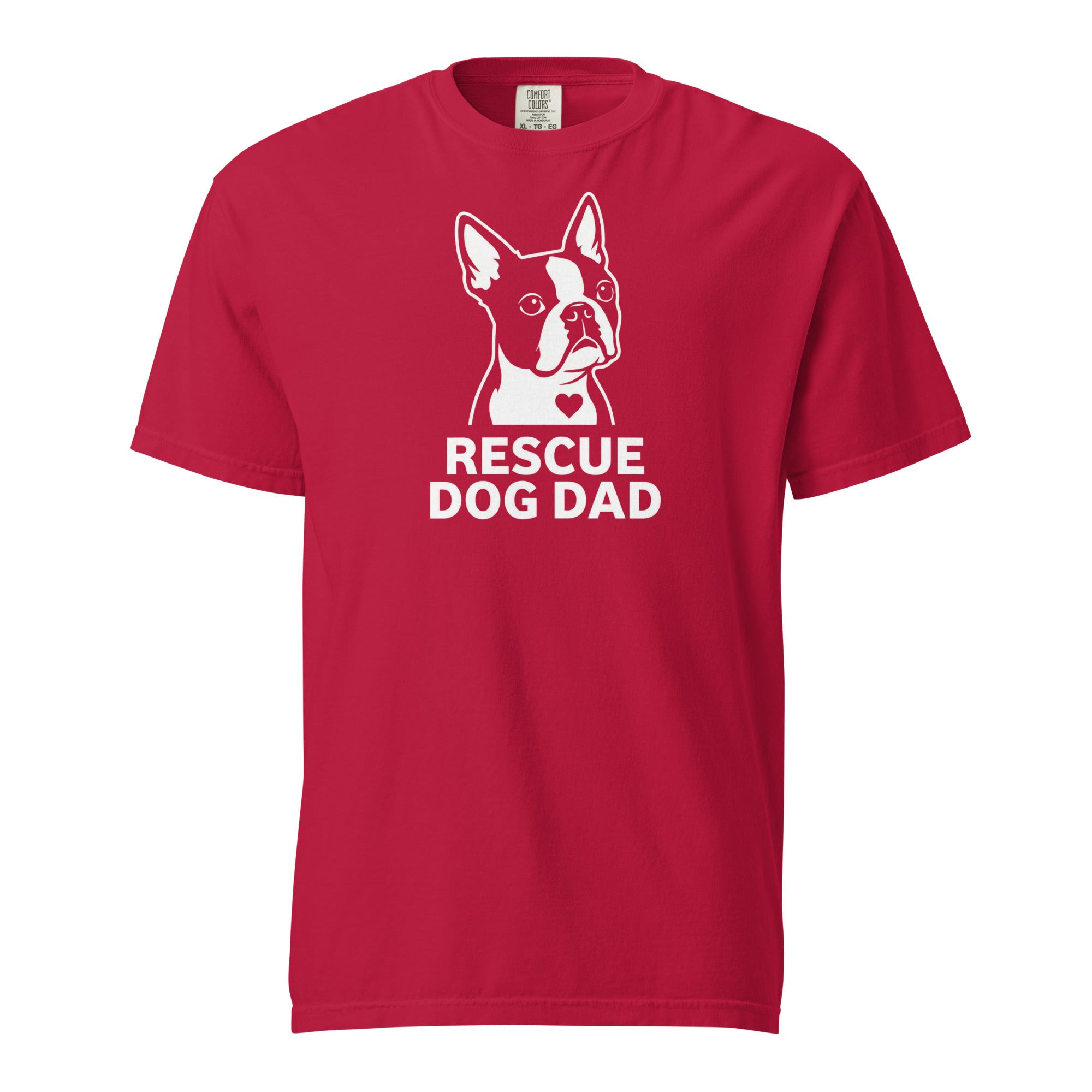 Rescue Dog Dad Garment-Dyed Heavyweight T-Shirt . Red