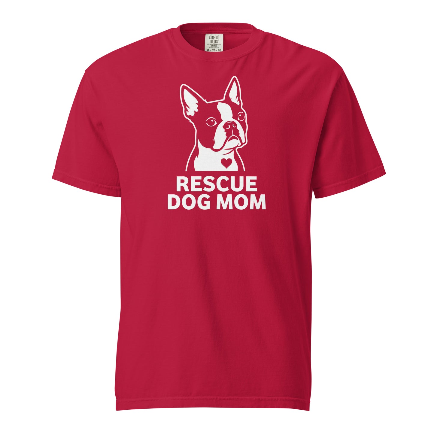Rescue Dog Mom Garment-Dyed Heavyweight T-Shirt . Red