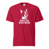 Rescue Dog Mom Garment-Dyed Heavyweight T-Shirt . Red