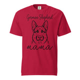 German Shepherd Mama Mode Garment-dyed Heavyweight T-Shirt . Red