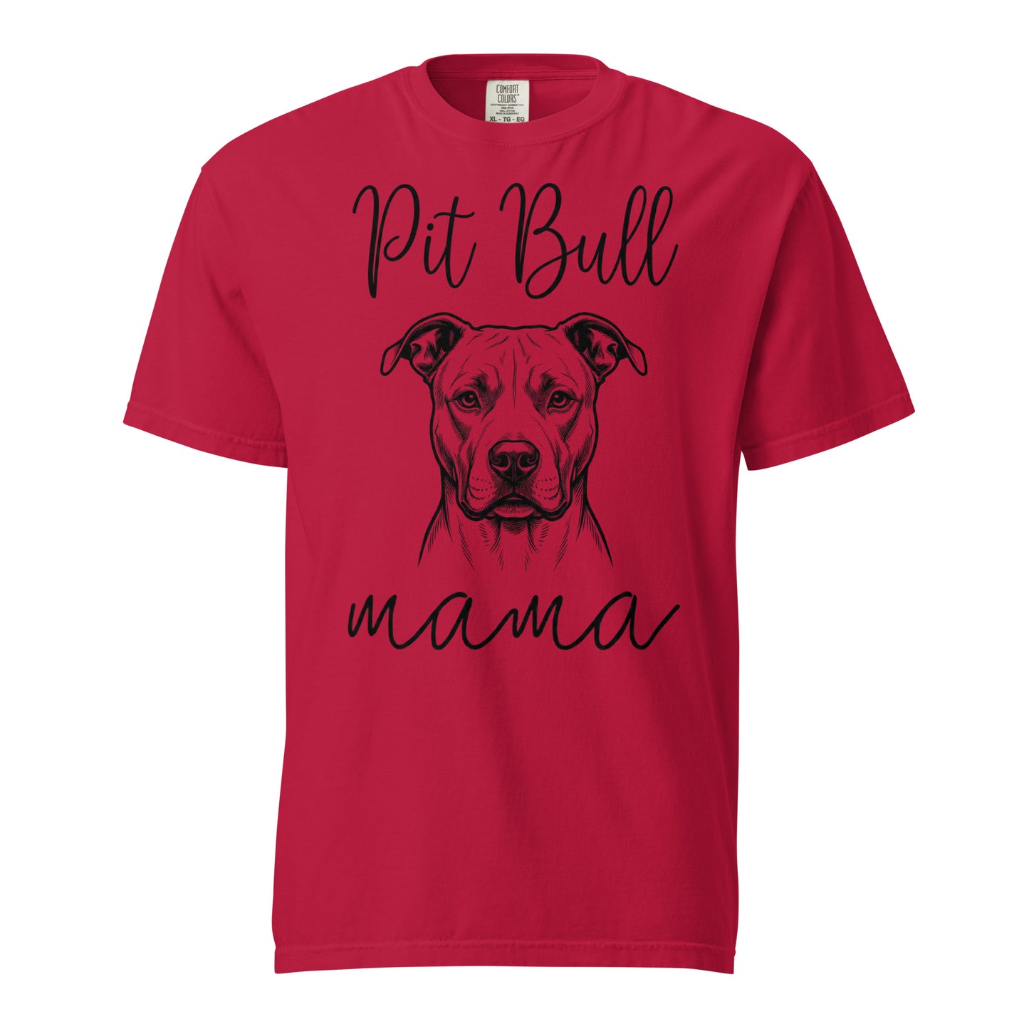 Pit Bull Mama Mode Garment-dyed Heavyweight T-Shirt . Red