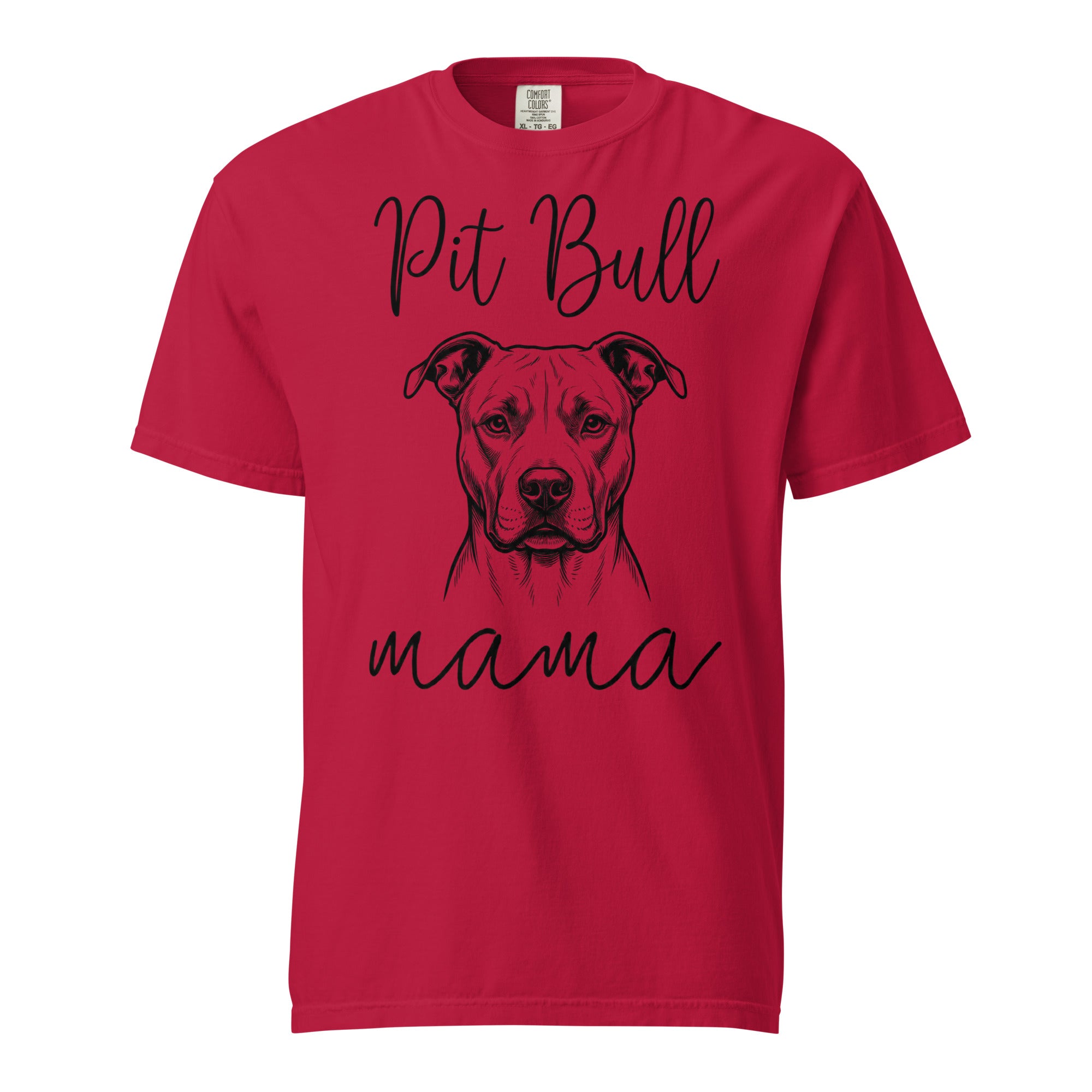 Pit Bull Mama Mode Garment-dyed Heavyweight T-Shirt . Red