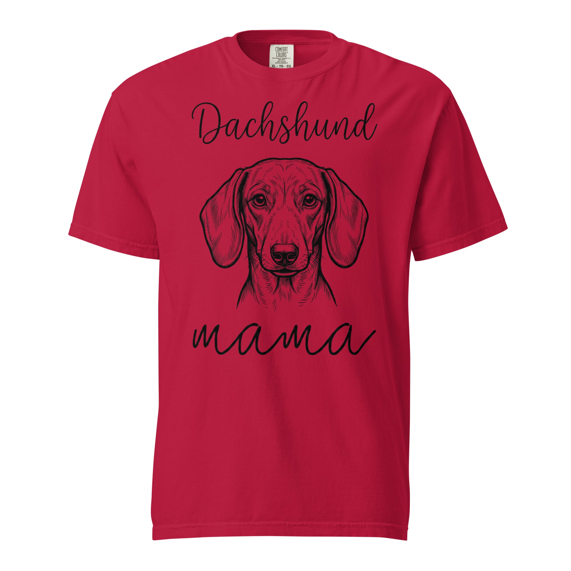 Dachshund Mama Mode Garment-dyed Heavyweight T-Shirt . Red