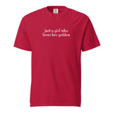Just A Girl Who Loves Her Golden Garment-dyed Heavyweight T-Shirt . Red