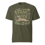 Frog Mode French Bulldog Unisex Garment-dyed Heavyweight T-Shirt . Sage