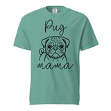 Pug Mama Mode Garment-dyed Heavyweight T-Shirt . Seafoam