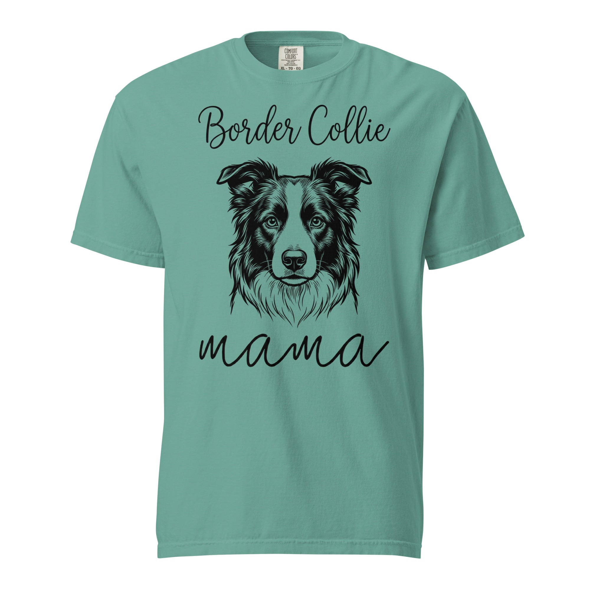 Border Collie Mama Mode Garment-dyed Heavyweight T-Shirt . Seafoam
