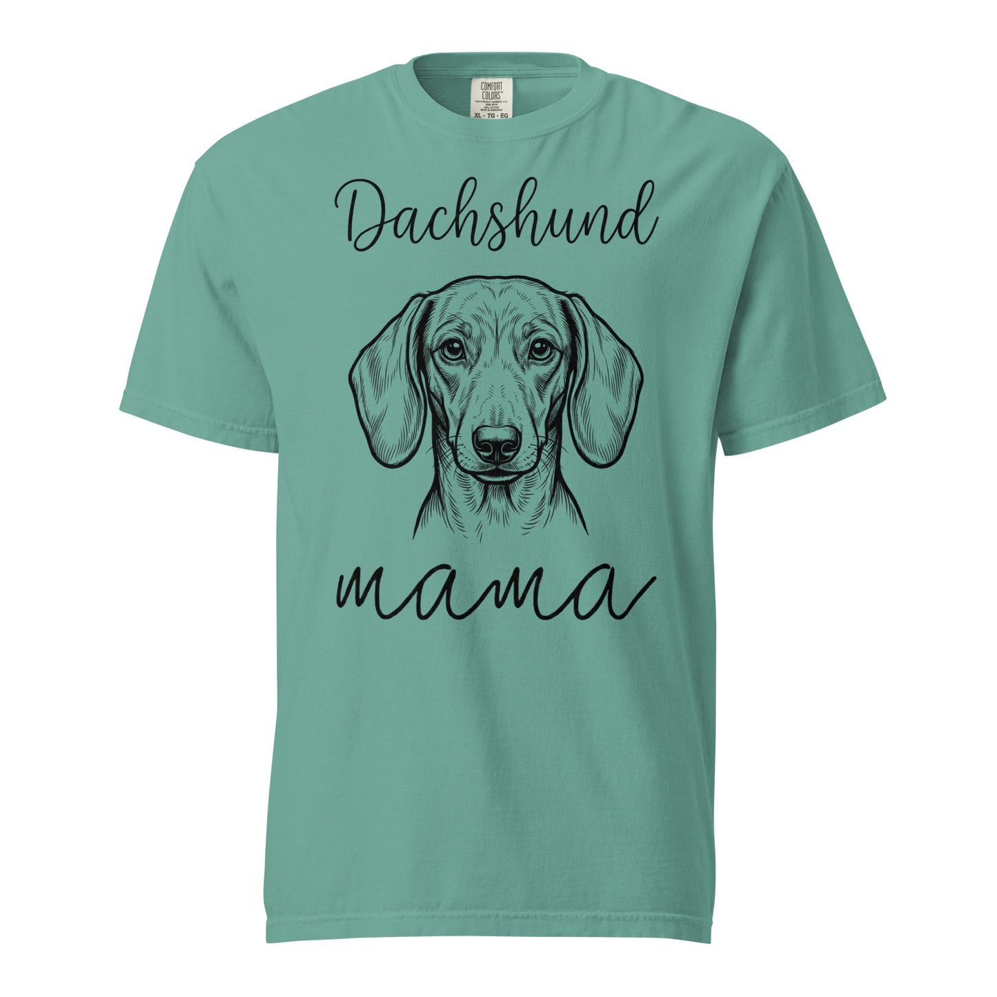 Dachshund Mama Mode Garment-dyed Heavyweight T-Shirt . Seafoam