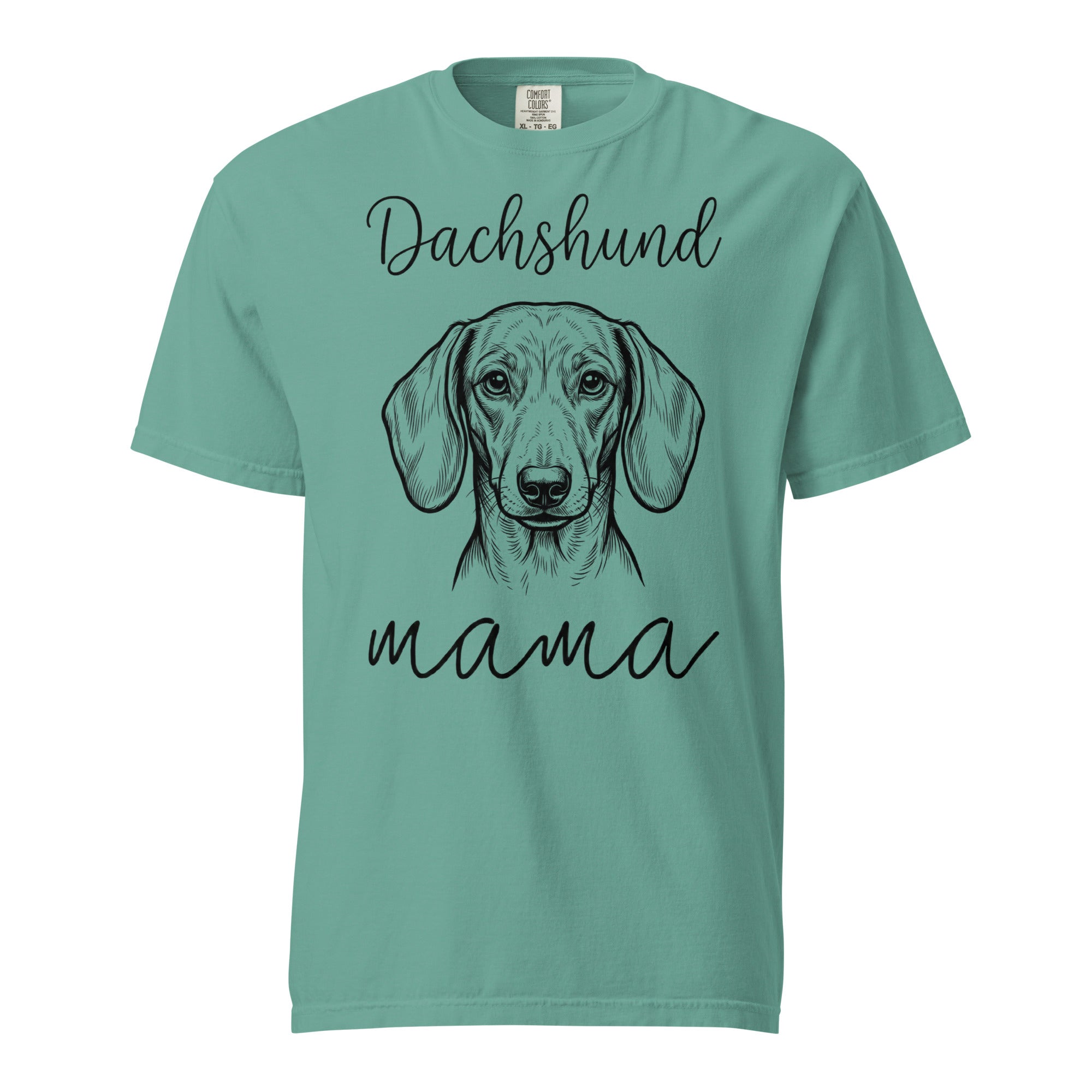 Dachshund Mama Mode Garment-dyed Heavyweight T-Shirt . Seafoam
