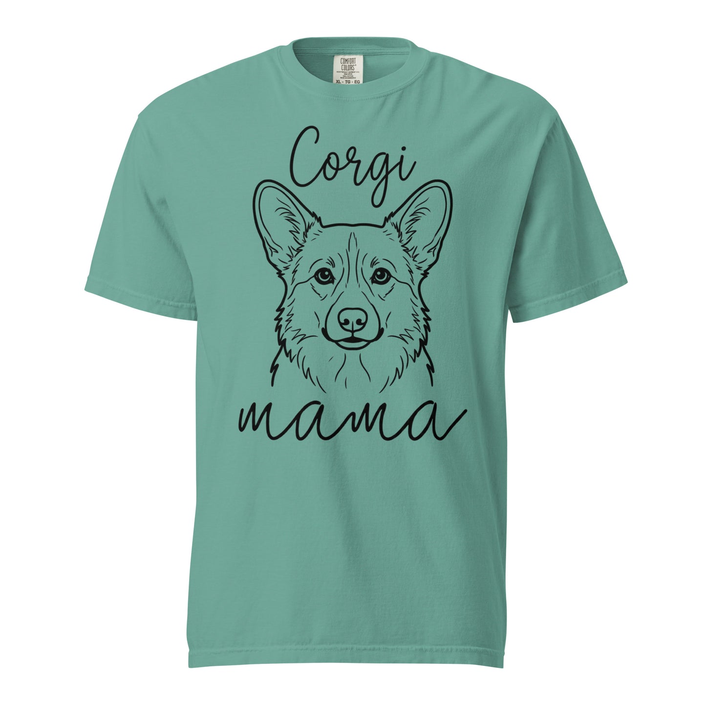 Corgi Mama Mode Garment-dyed Heavyweight T-Shirt . Seafoam