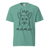 Corgi Mama Mode Garment-dyed Heavyweight T-Shirt . Seafoam