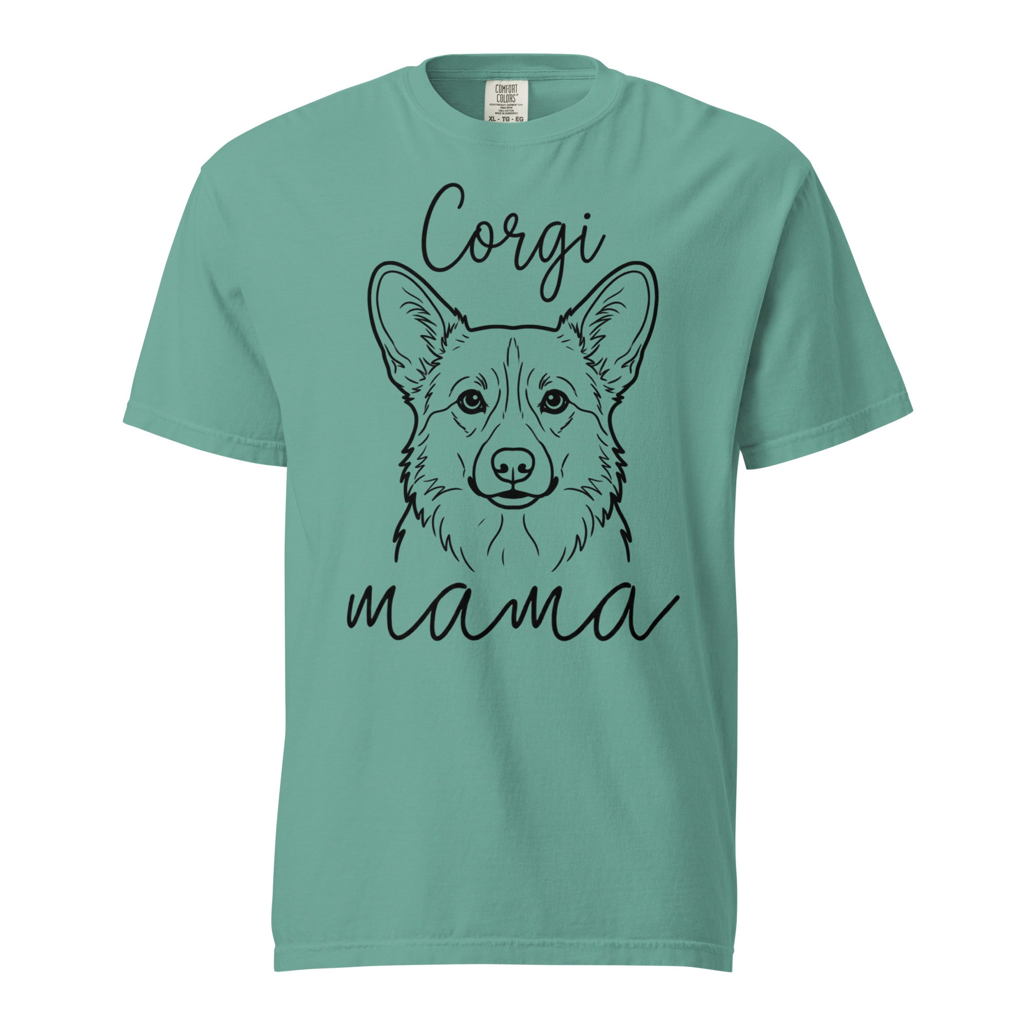 Corgi Mama Mode Garment-dyed Heavyweight T-Shirt . Seafoam
