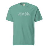 Just A Girl Who Loves Her Golden Garment-dyed Heavyweight T-Shirt . Seafoam