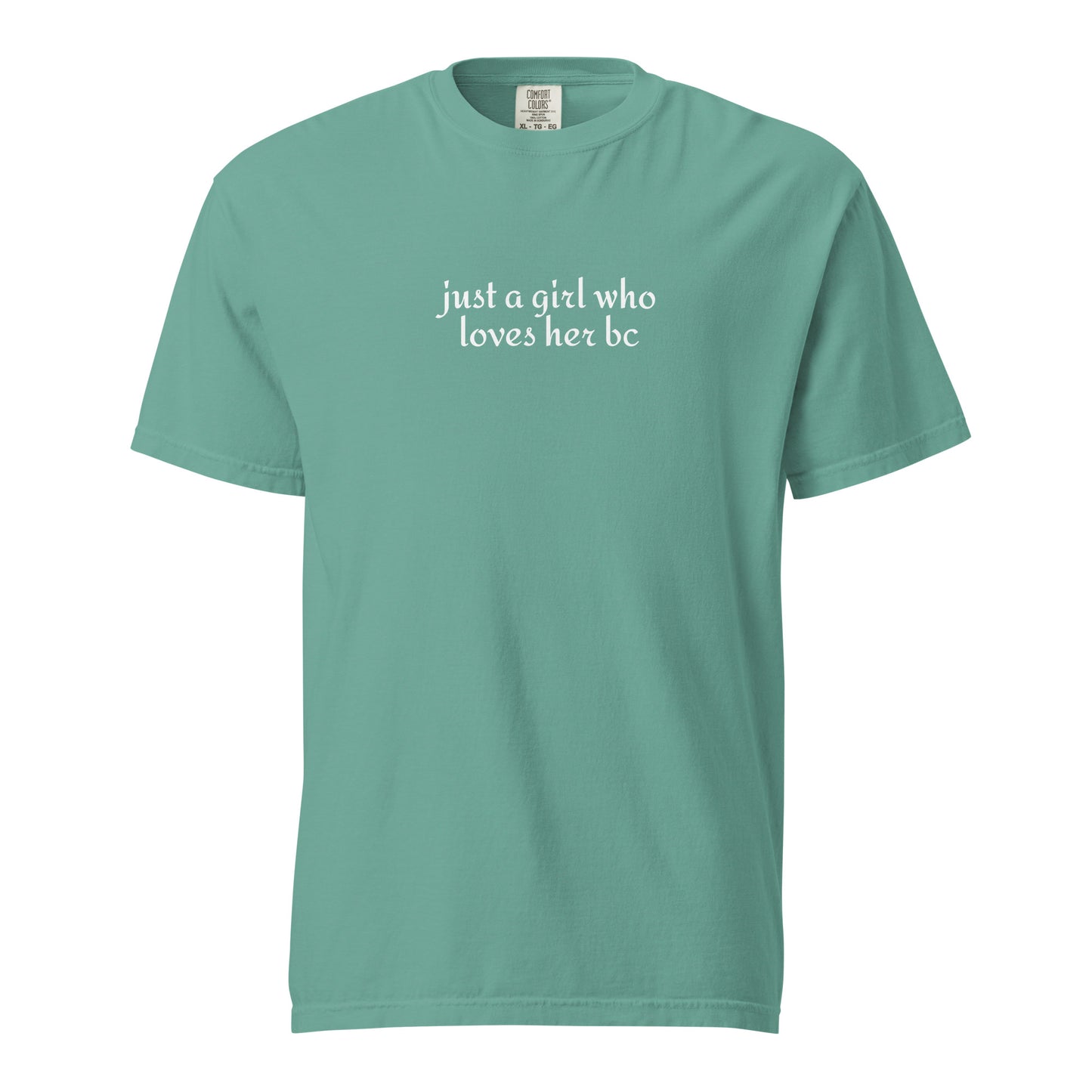 Just A Girl Who Loves Her Border Collie BC Garment-dyed Heavyweight T-Shirt . Seafoam