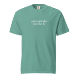 Just A Girl Who Loves Her Border Collie BC Garment-dyed Heavyweight T-Shirt . Seafoam