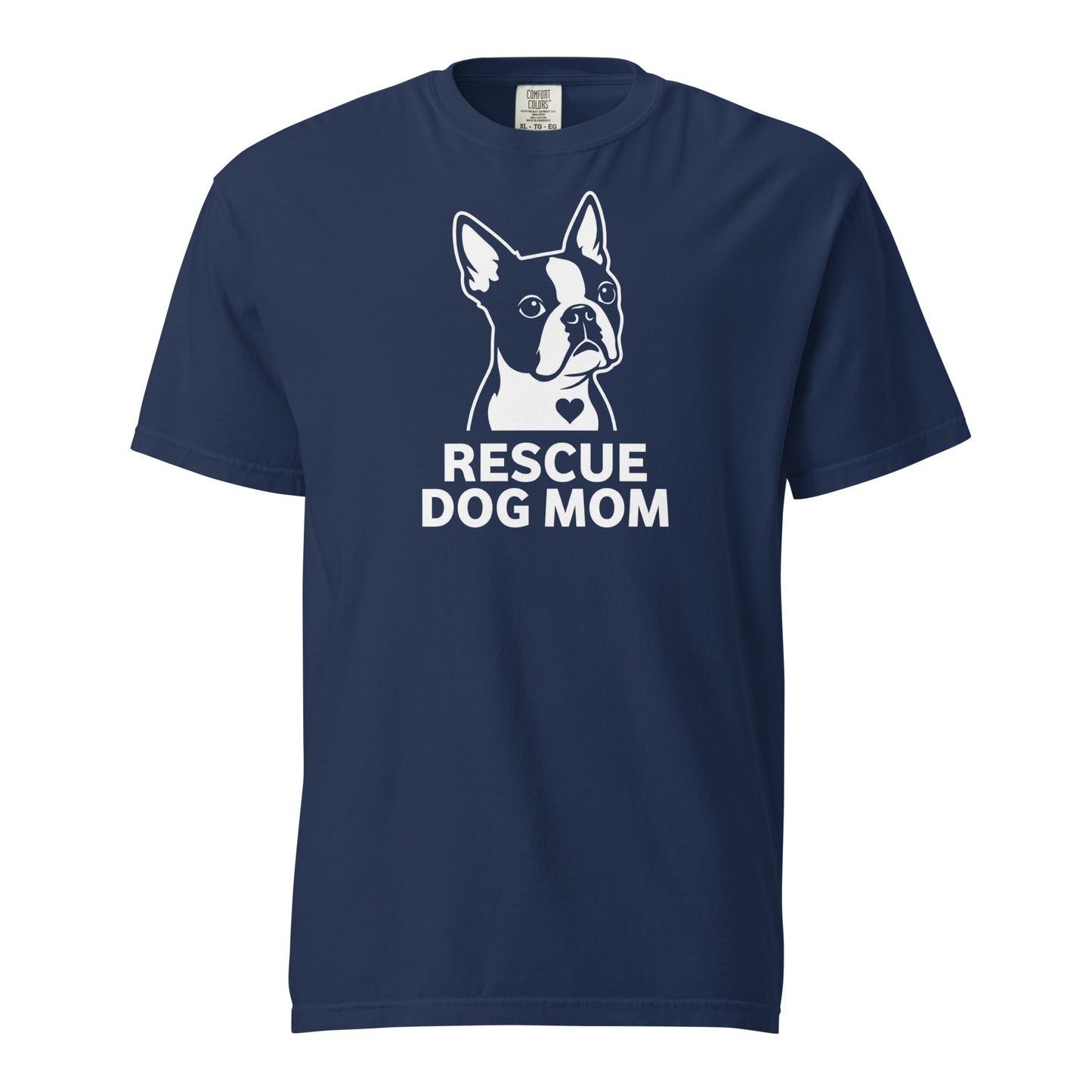 Rescue Dog Mom Garment-Dyed Heavyweight T-Shirt . True Navy