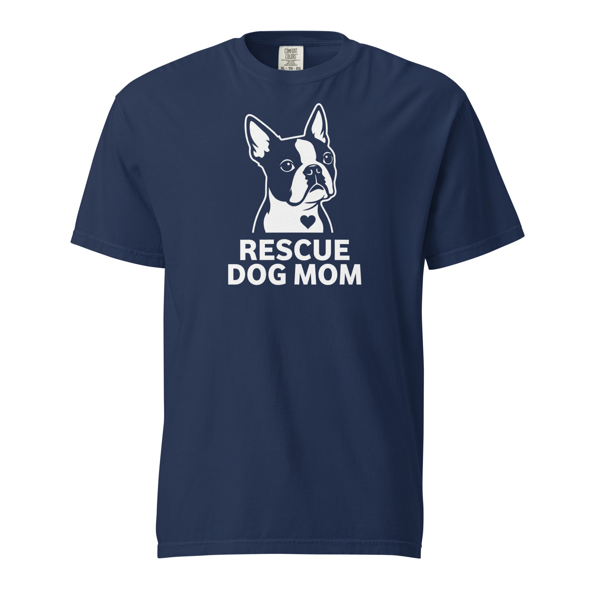 Rescue Dog Mom Garment-Dyed Heavyweight T-Shirt . True Navy