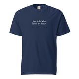 Just A Girl Who Loves Her Boxer Garment-dyed Heavyweight T-Shirt . True Navy