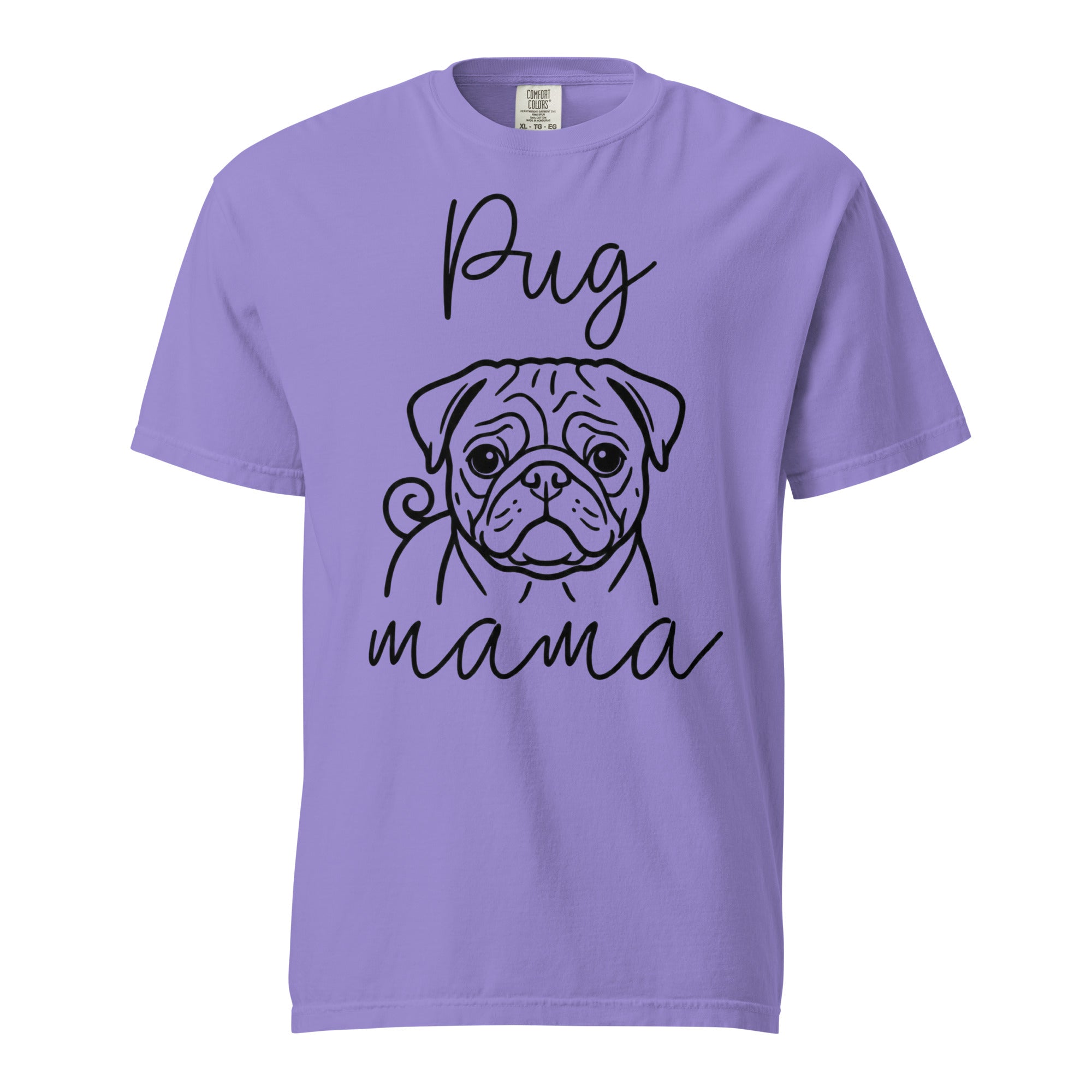 Pug Mama Mode Garment-dyed Heavyweight T-Shirt . Violet