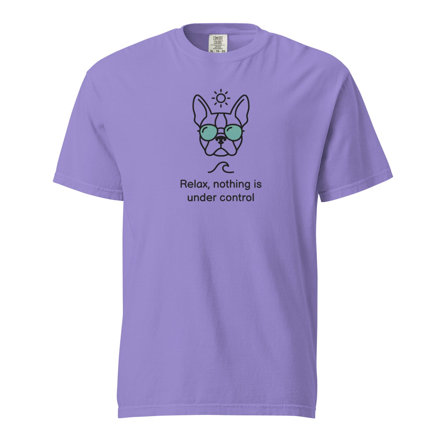 Relax, Nothing Is Under Control Boston Terrier Dog Unisex Garment-dyed Heavyweight T-Shirt . Violet