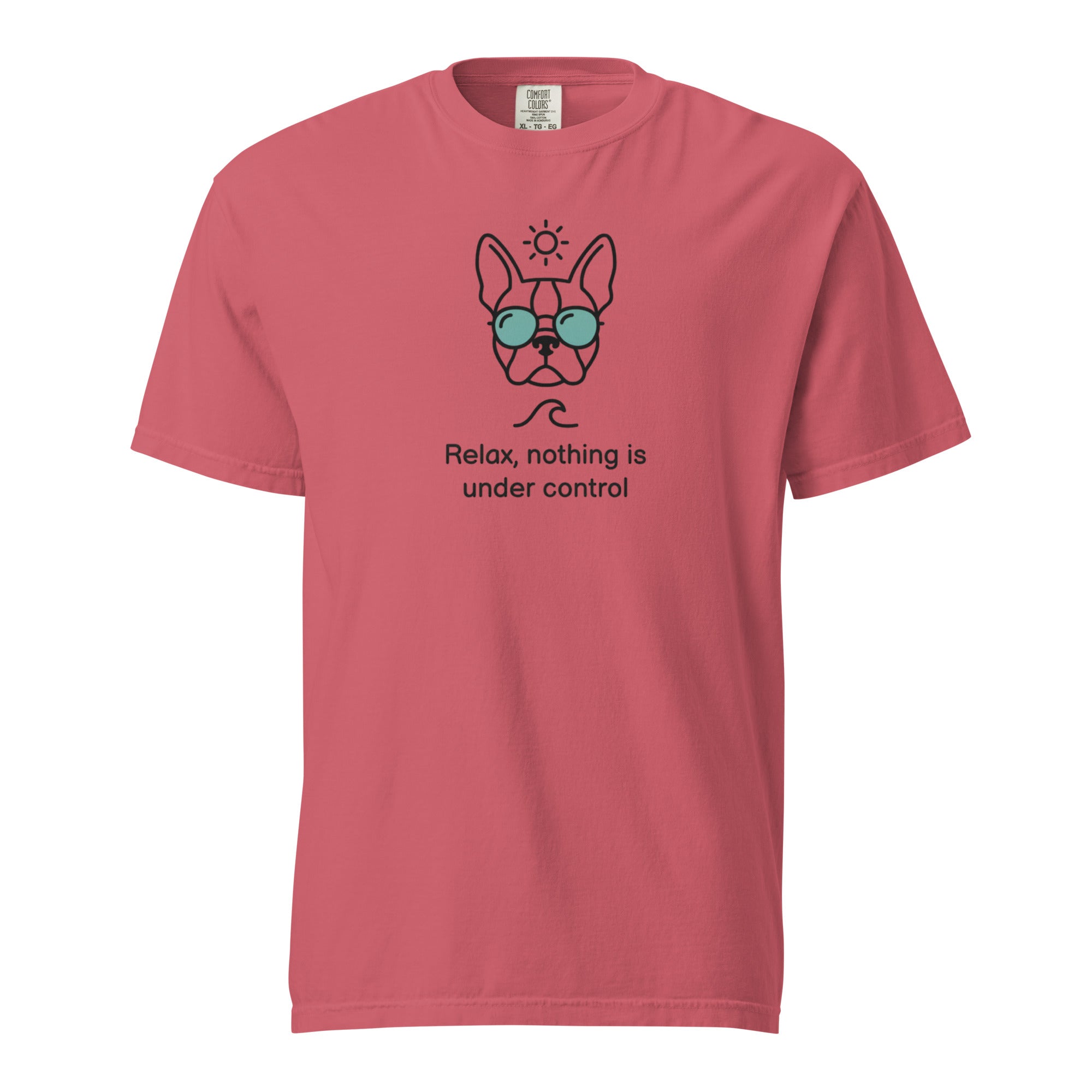 Relax, Nothing Is Under Control Boston Terrier Dog Unisex Garment-dyed Heavyweight T-Shirt . Watermelon