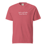 Just A Girl Who Loves Her Border Collie BC Garment-dyed Heavyweight T-Shirt . Watermelon
