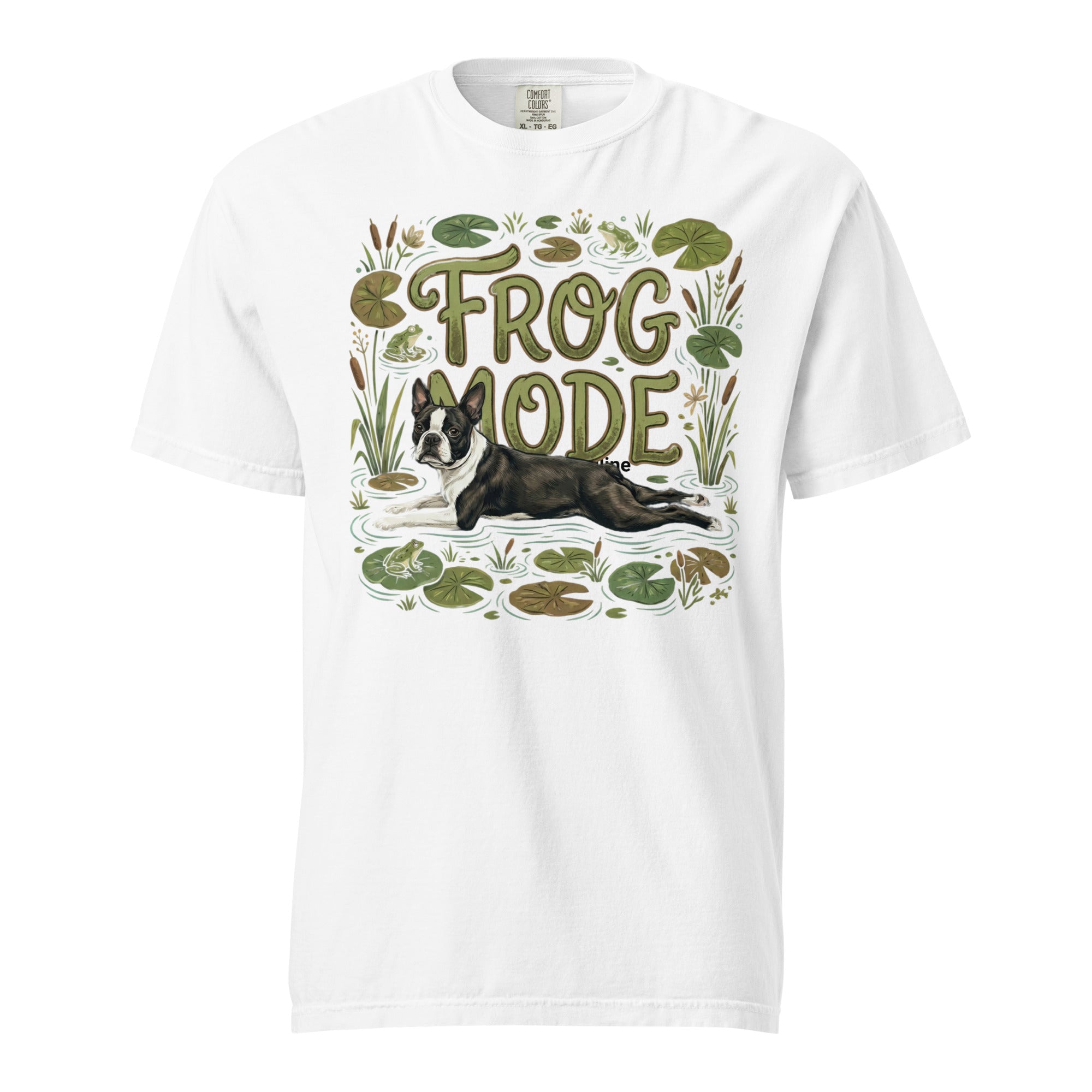 Frog Mode Boston Terrier Dog Frog Legs Unisex Garment-Dyed Heavyweight T-Shirt . White