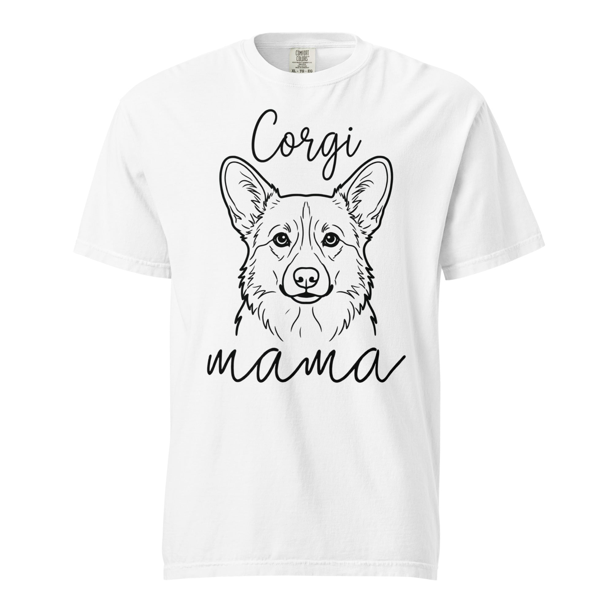 Corgi Mama Mode Garment-dyed Heavyweight T-Shirt . White